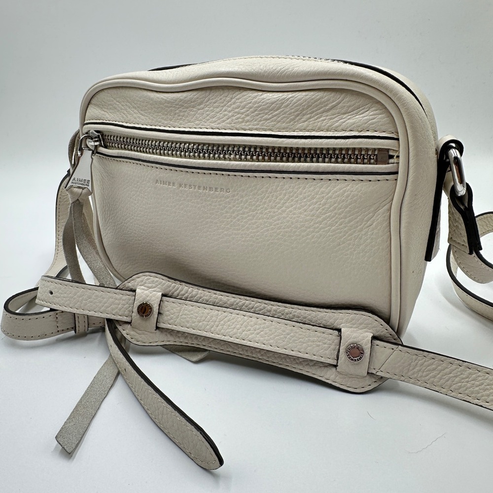 Aimee Kestenberg Crossbody Bag Womens Cream Excellent Leather clutch Chic